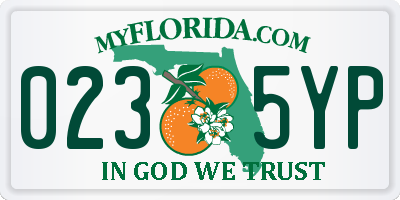 FL license plate 0235YP