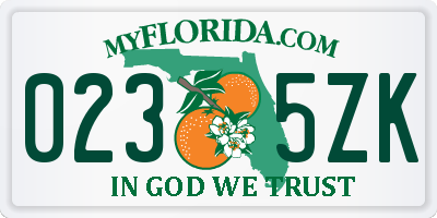 FL license plate 0235ZK