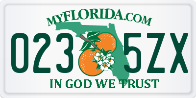 FL license plate 0235ZX