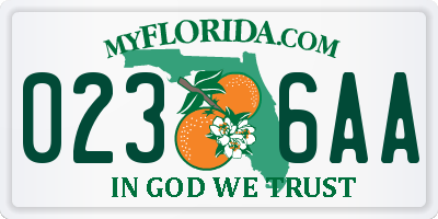 FL license plate 0236AA