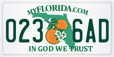 FL license plate 0236AD