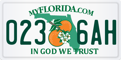FL license plate 0236AH