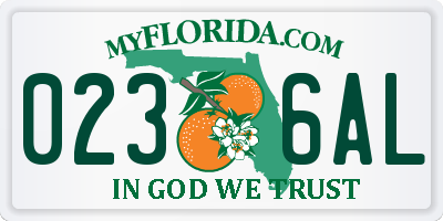 FL license plate 0236AL