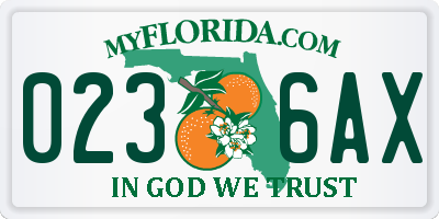 FL license plate 0236AX