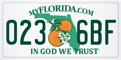 FL license plate 0236BF