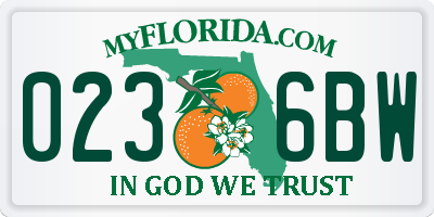 FL license plate 0236BW