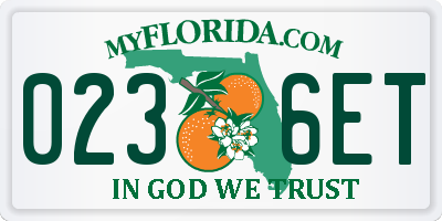 FL license plate 0236ET
