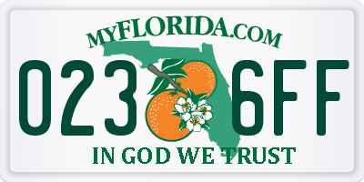 FL license plate 0236FF
