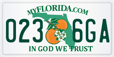 FL license plate 0236GA