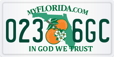 FL license plate 0236GC