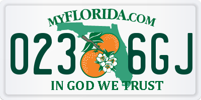 FL license plate 0236GJ