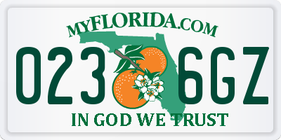FL license plate 0236GZ