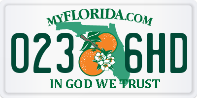 FL license plate 0236HD