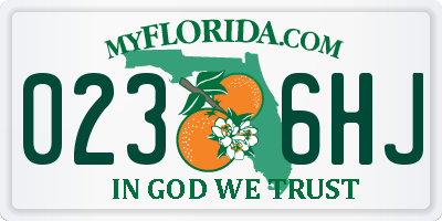FL license plate 0236HJ