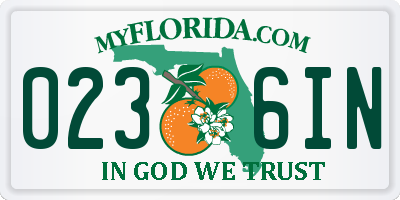 FL license plate 0236IN