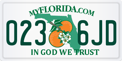 FL license plate 0236JD