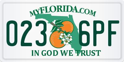 FL license plate 0236PF