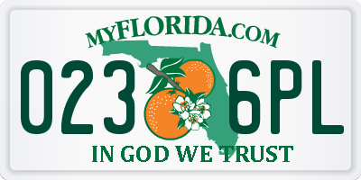 FL license plate 0236PL