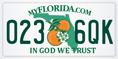 FL license plate 0236QK