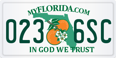 FL license plate 0236SC