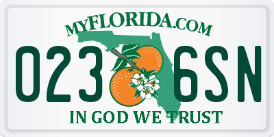 FL license plate 0236SN