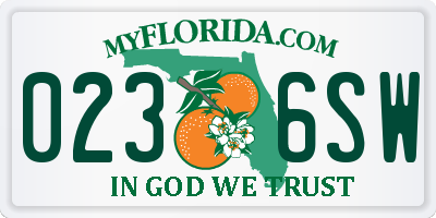 FL license plate 0236SW