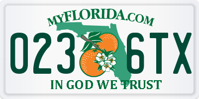 FL license plate 0236TX