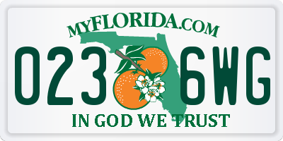 FL license plate 0236WG