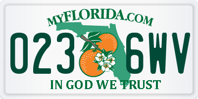 FL license plate 0236WV