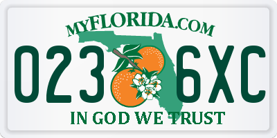 FL license plate 0236XC