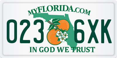FL license plate 0236XK