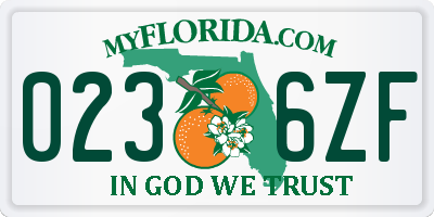 FL license plate 0236ZF
