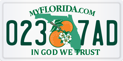 FL license plate 0237AD