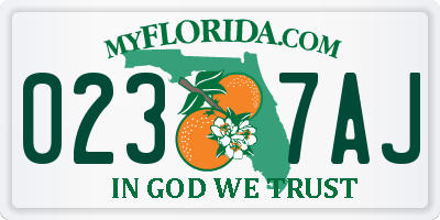 FL license plate 0237AJ