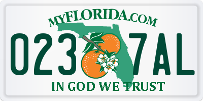 FL license plate 0237AL