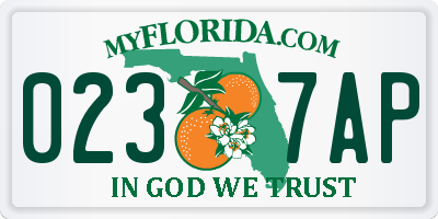 FL license plate 0237AP