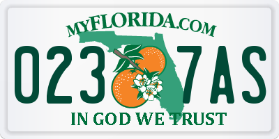 FL license plate 0237AS