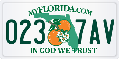 FL license plate 0237AV