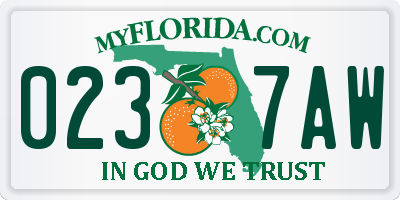 FL license plate 0237AW