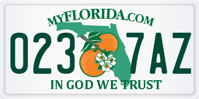 FL license plate 0237AZ