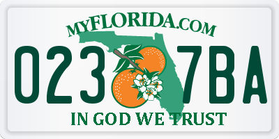 FL license plate 0237BA