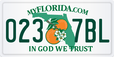 FL license plate 0237BL