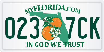 FL license plate 0237CK