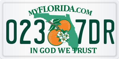 FL license plate 0237DR