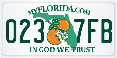 FL license plate 0237FB