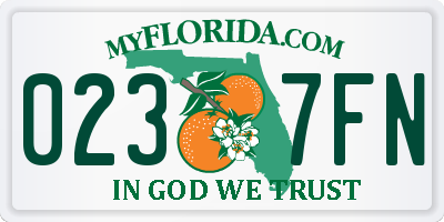 FL license plate 0237FN