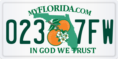 FL license plate 0237FW