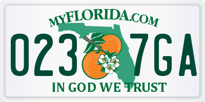 FL license plate 0237GA
