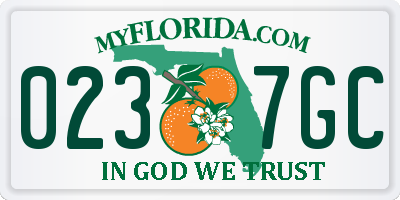 FL license plate 0237GC