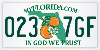 FL license plate 0237GF